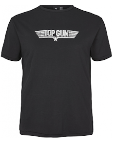 Replika Jeans Official Licensed Top Gun Print Tee Black